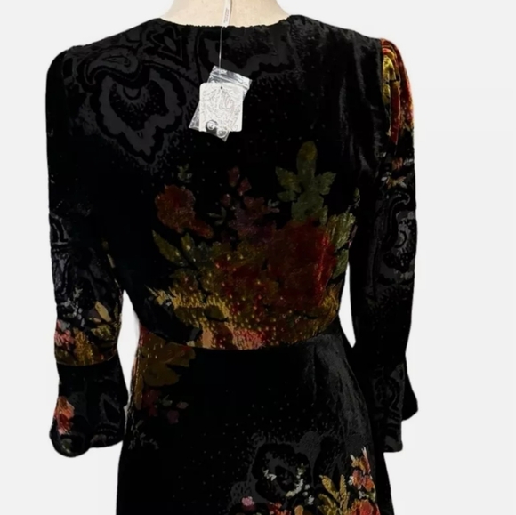 NWT Free People "Time On Your Side" floral Boho mini dress Black Small - Picture 5 of 8